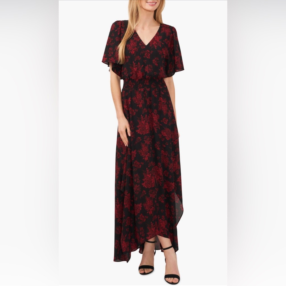 CeCe Floral Smocked Waist Maxi Dress